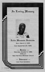 Funeral Booklet for Lolita Monsanto Hendricks