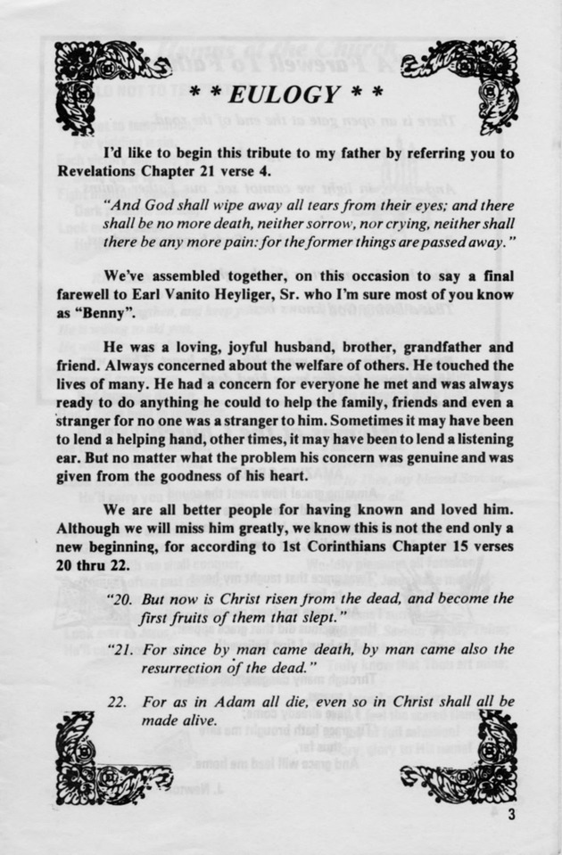 Funeral Booklet for Earl Vanito Heyliger, Sr. - Page 3