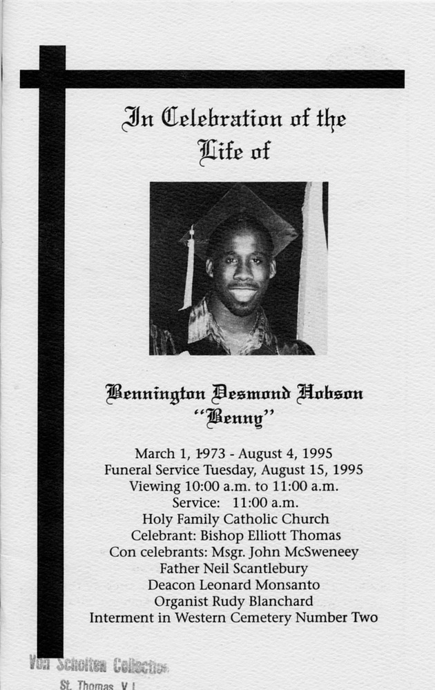 Funeral Booklet for Bennigton Desmond Hobson - Page 1