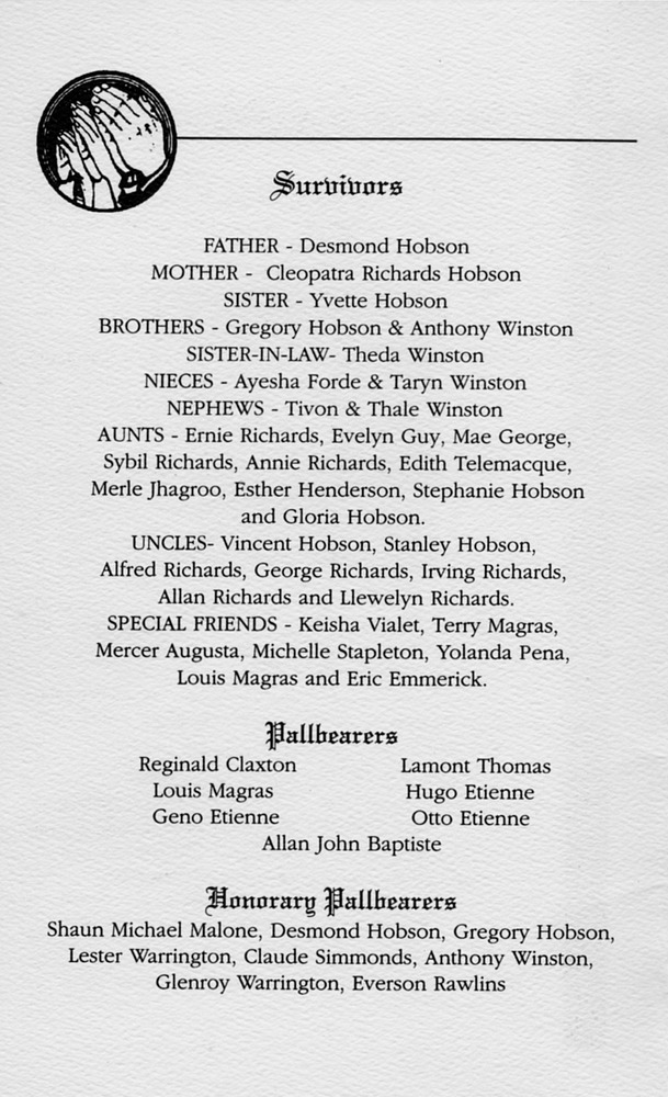 Funeral Booklet for Bennigton Desmond Hobson - Page 2