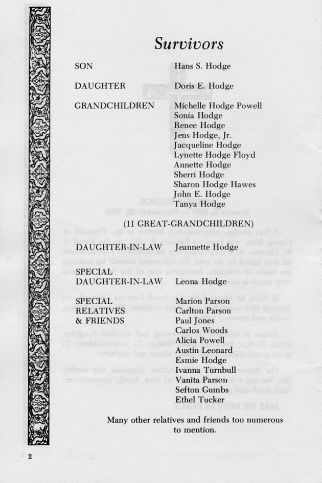 Funeral Booklet for Arthur Hodge - Page 2