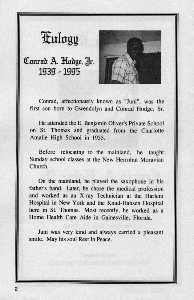 Funeral Booklet for Conrad A. Hodge, Jr. - Page 2