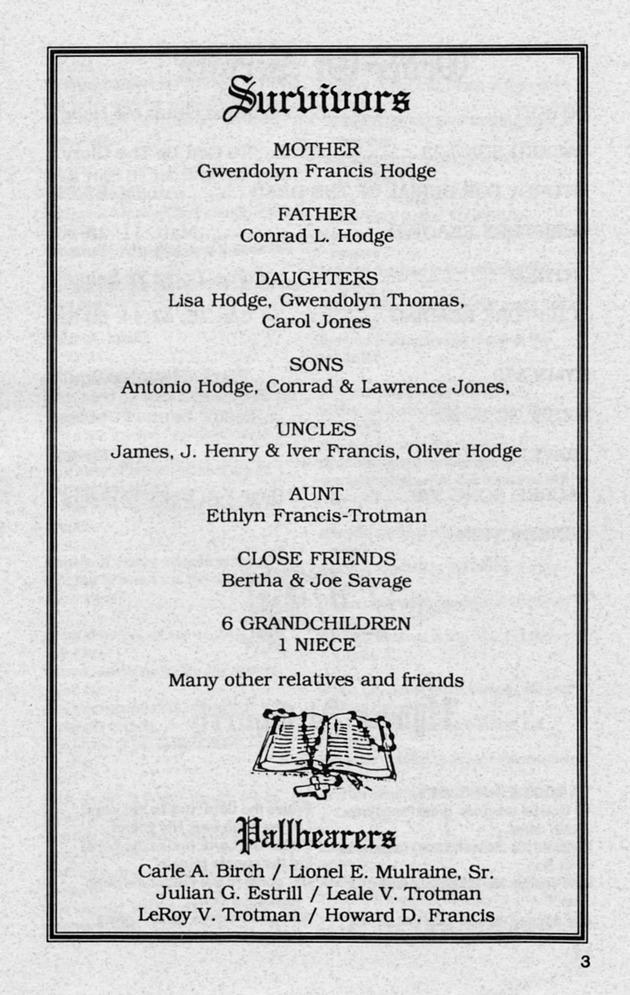 Funeral Booklet for Conrad A. Hodge, Jr. - Page 3