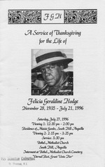 Funeral Booklet for Felicia Geraldine Hodge