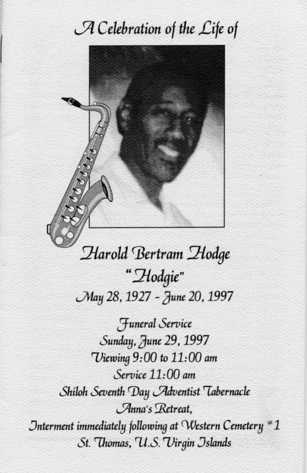 Funeral Booklet for Harold Bertram Hodge - Page 1