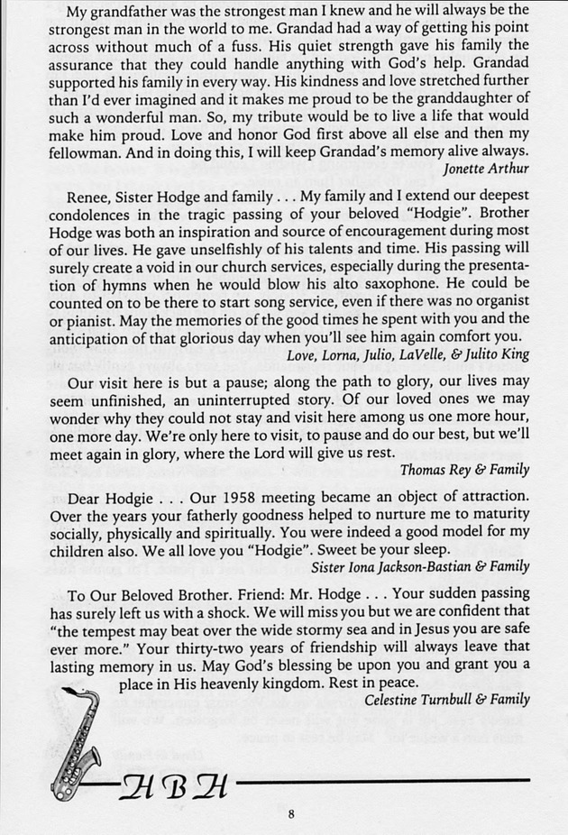 Funeral Booklet for Harold Bertram Hodge - Page 8