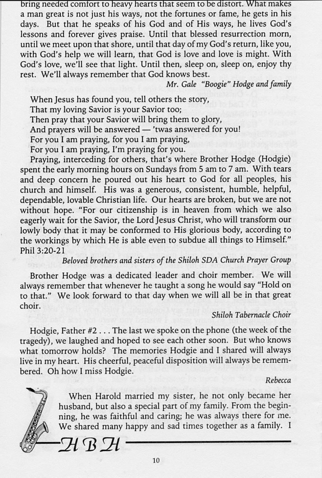 Funeral Booklet for Harold Bertram Hodge - Page 10