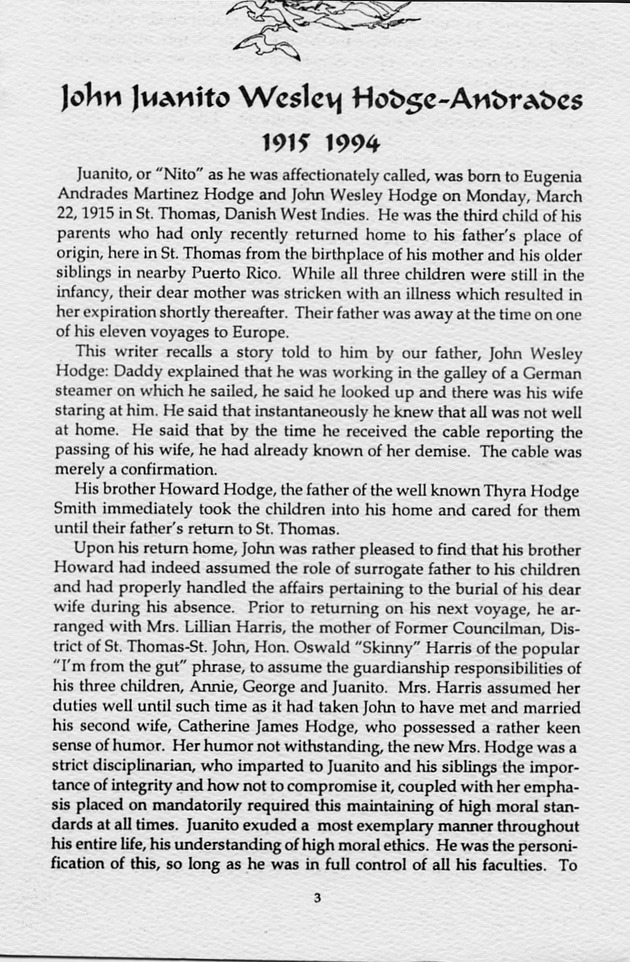 Funeral Booklet for John “Juanito” Wesley Andrades Hodge - Page 3