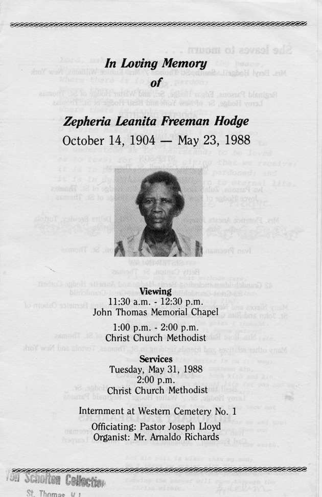 Funeral Booklet for Zepheria Leanita Freeman Hodge - Page 1