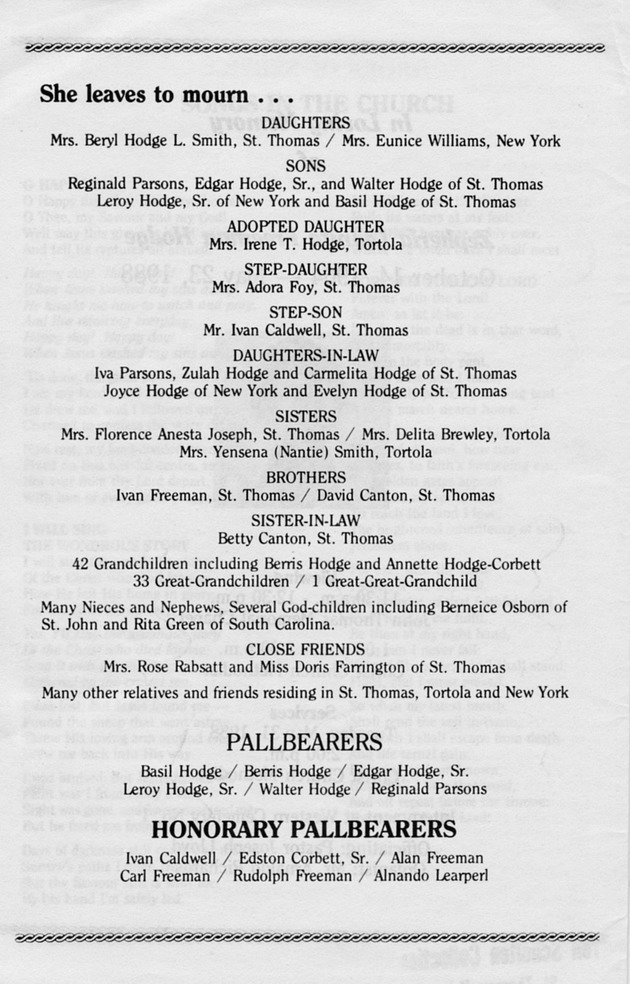 Funeral Booklet for Zepheria Leanita Freeman Hodge - Page 2