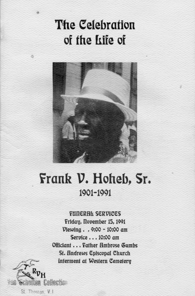 Funeral Booklet for Frank V. Hoheb, Sr. - Page 1