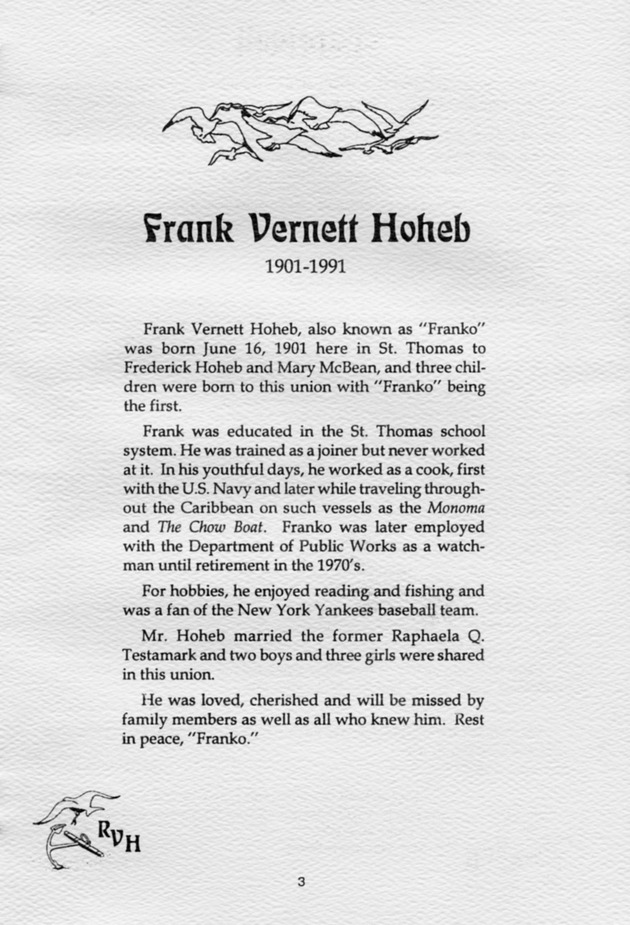 Funeral Booklet for Frank V. Hoheb, Sr. - Page 3