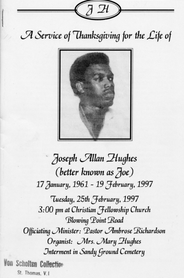 Funeral Booklet for Joseph Allan Hughes - Page 1