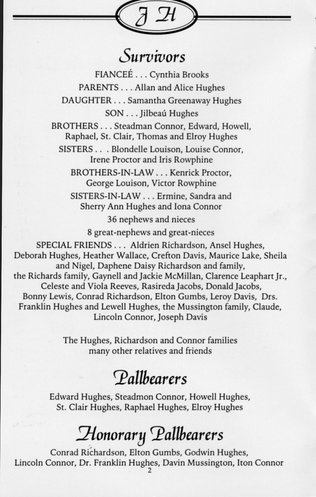 Funeral Booklet for Joseph Allan Hughes - Page 2