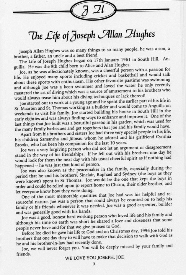 Funeral Booklet for Joseph Allan Hughes - Page 3