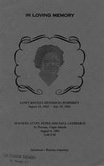 Funeral Booklet for Janet Rosalia Hendricks Humphrey