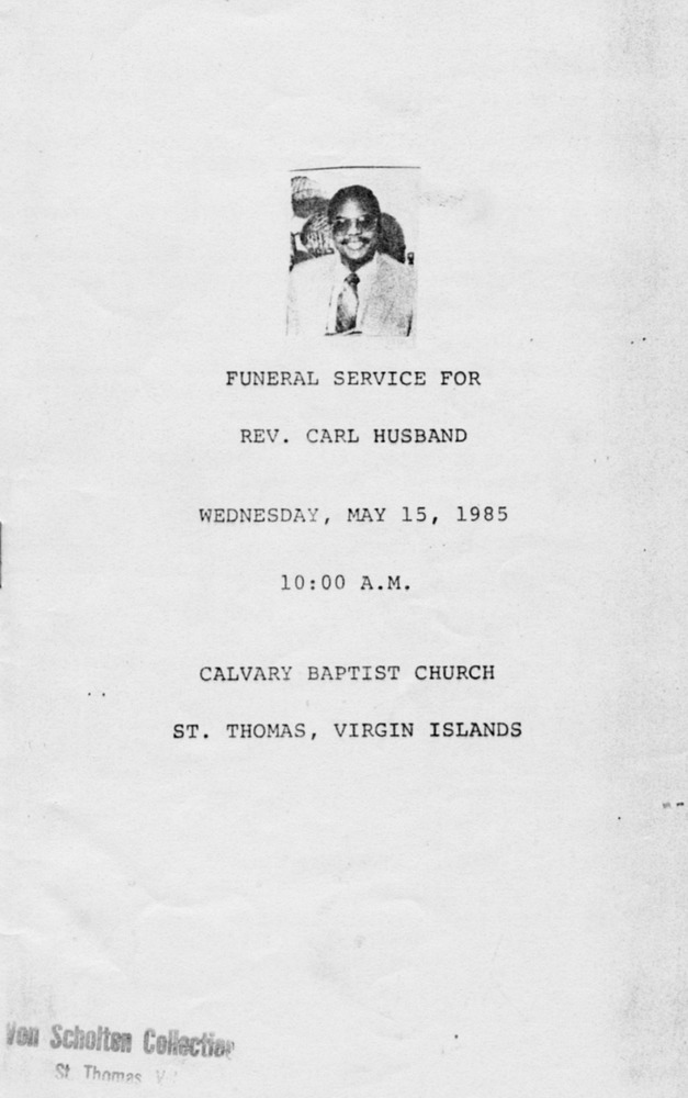 Funeral Booklet for the Reverend Carl Husband - Page 1