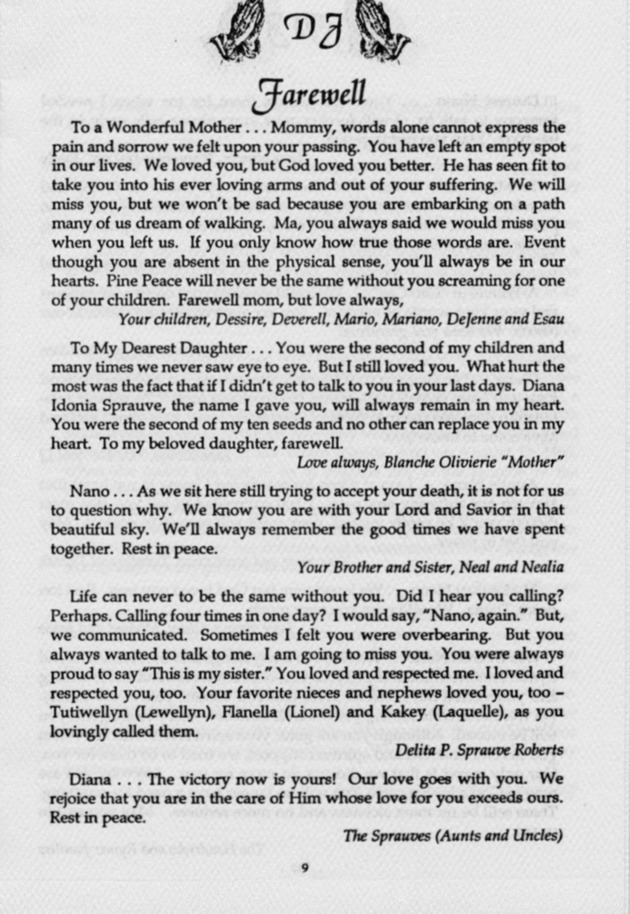 Funeral Booklet for Diana Idonia Sprauve Jackson - Page 6