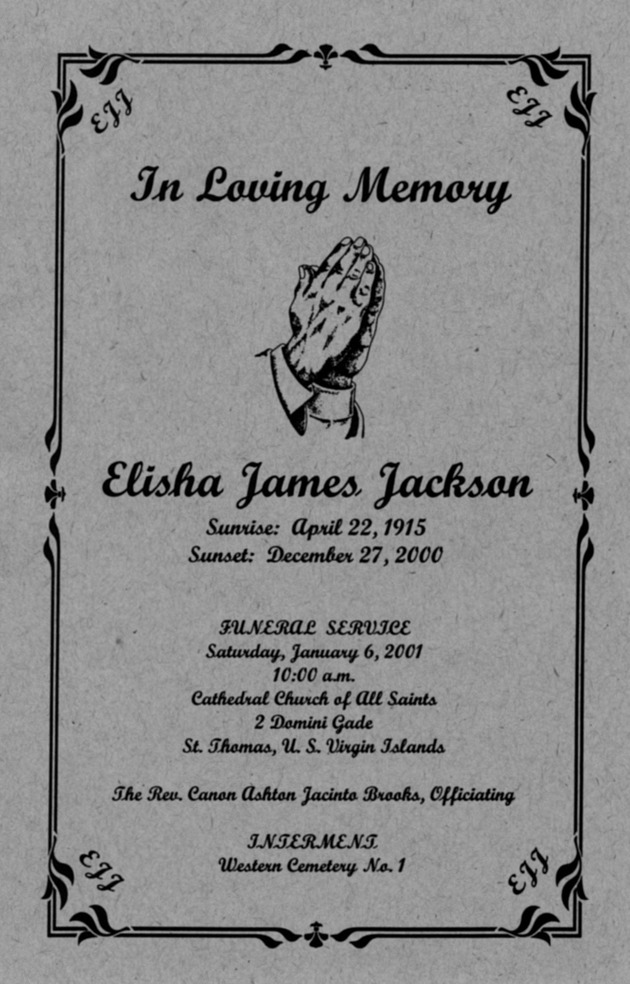 Funeral Booklet for Jackson Elisha James - Page 1