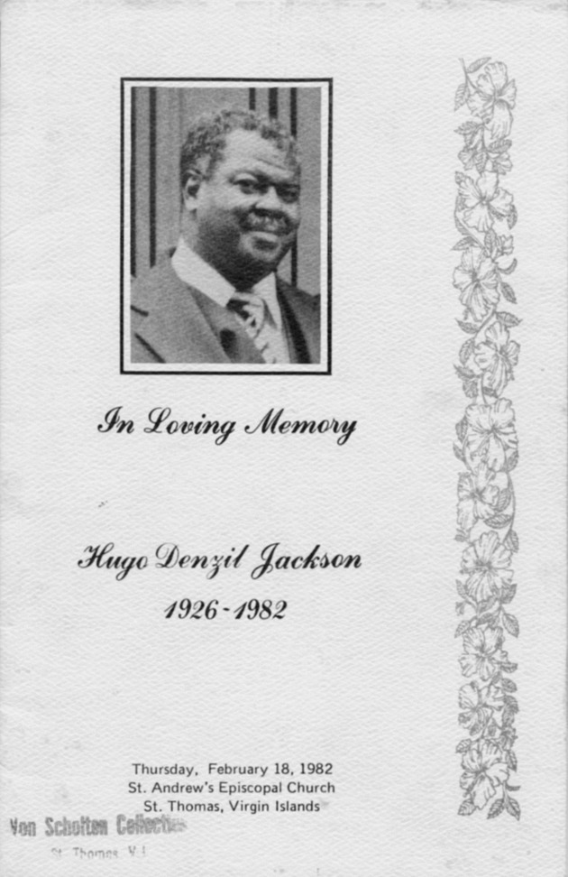 Funeral Booklet for Hugo Denzil Jackson - Page 1