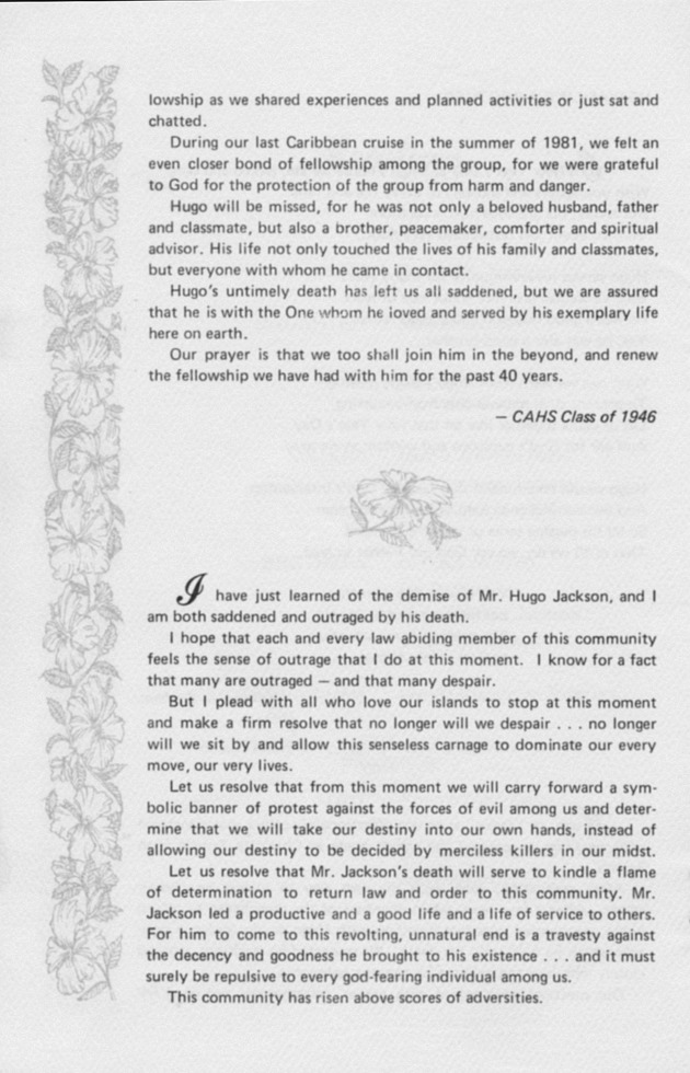 Funeral Booklet for Hugo Denzil Jackson - Page 6