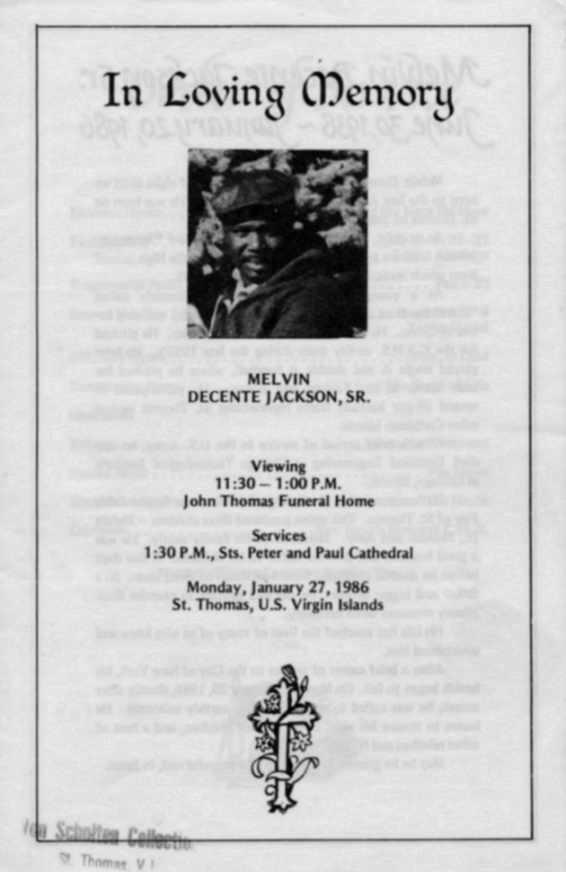 Funeral Booklet for Melvin Decente Jackson, Sr. - Page 1