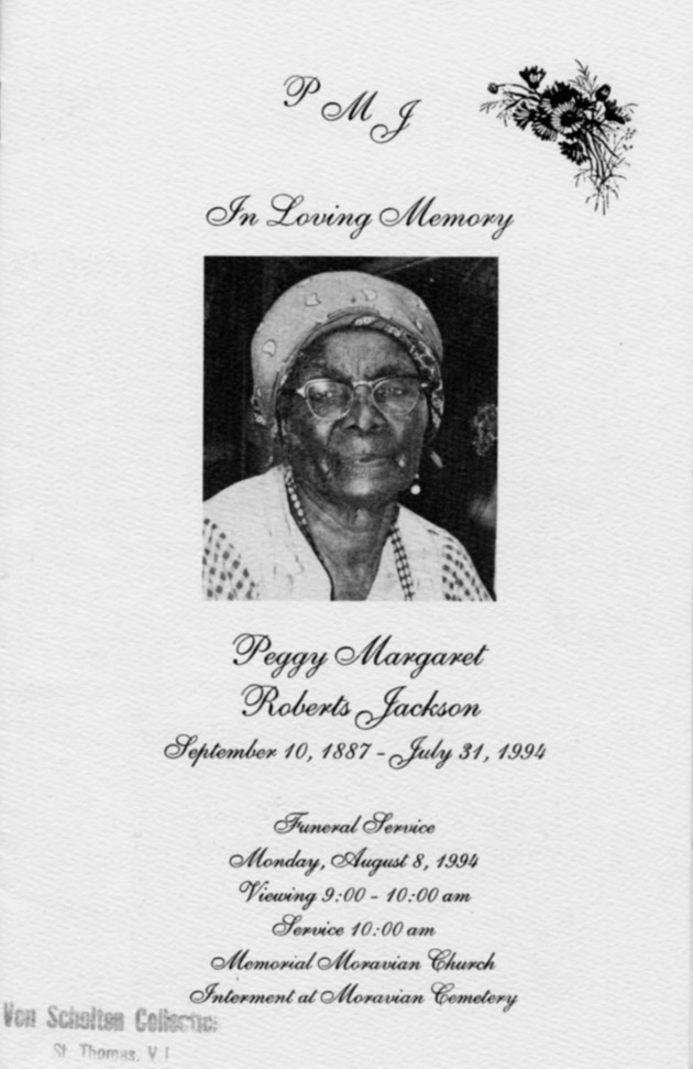 Funeral Booklet for Peggy Margaret Roberts Jackson - Page 1