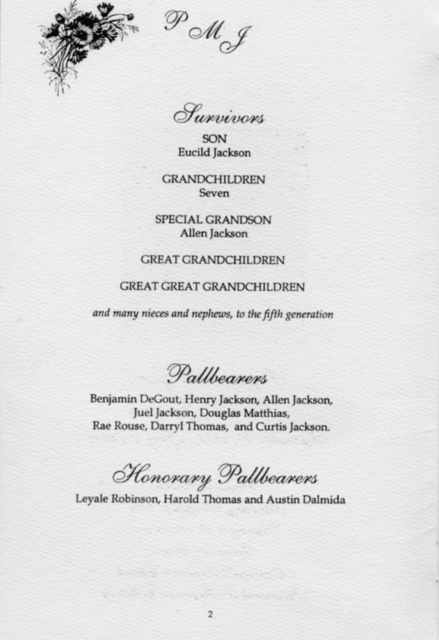 Funeral Booklet for Peggy Margaret Roberts Jackson - Page 2