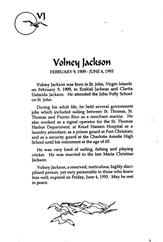 Funeral Booklet for Volney Ezekiel Jackson - Page 3