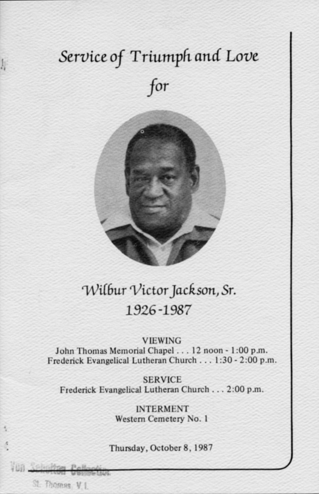 Funeral Booklet for Wilbur Victor Jackson, Sr. - Page 1