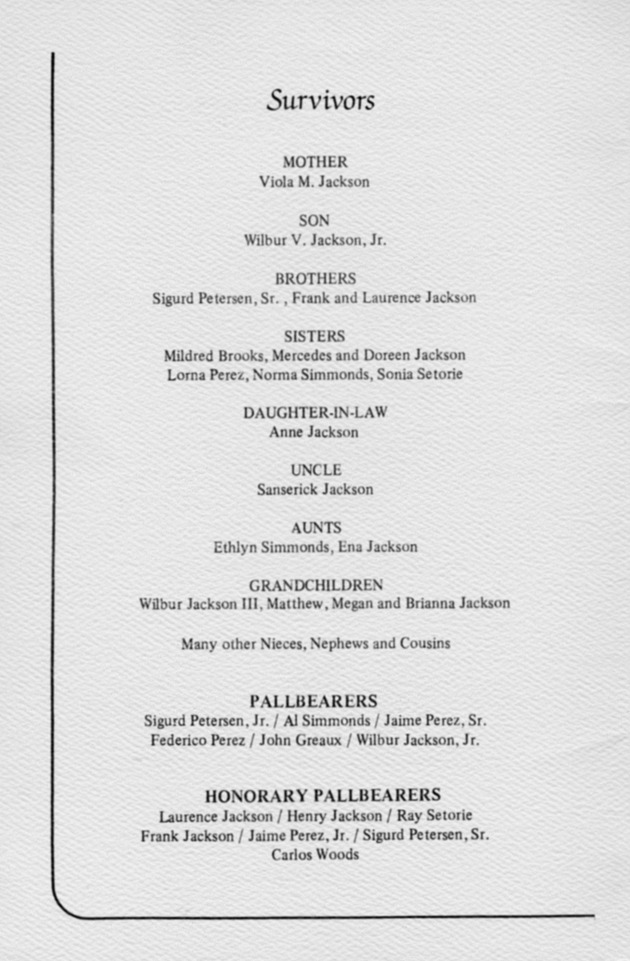 Funeral Booklet for Wilbur Victor Jackson, Sr. - Page 2