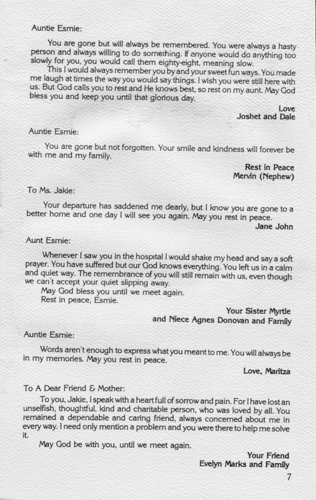 Funeral Booklet for Esmie Eloudia Jacobs - Page 5