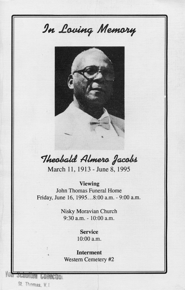 Funeral Booklet for Theobald Almero Jacobs - Page 1