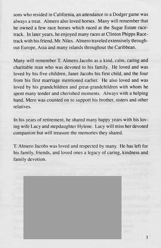 Funeral Booklet for Theobald Almero Jacobs - Page 3