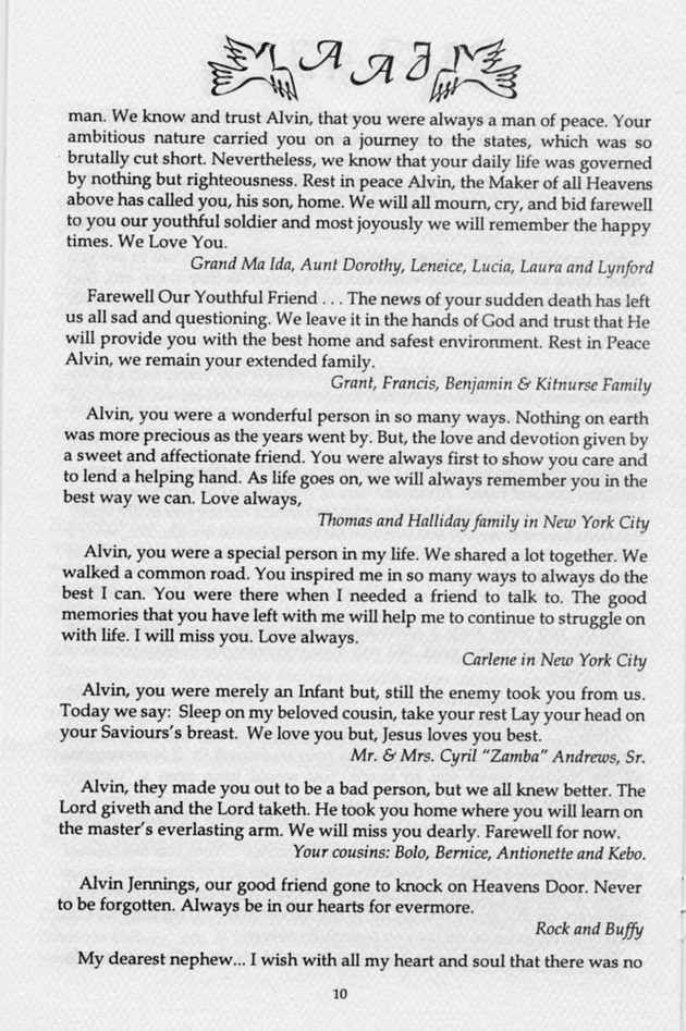 Funeral Booklet for Alvin A. Jennings - Page 9