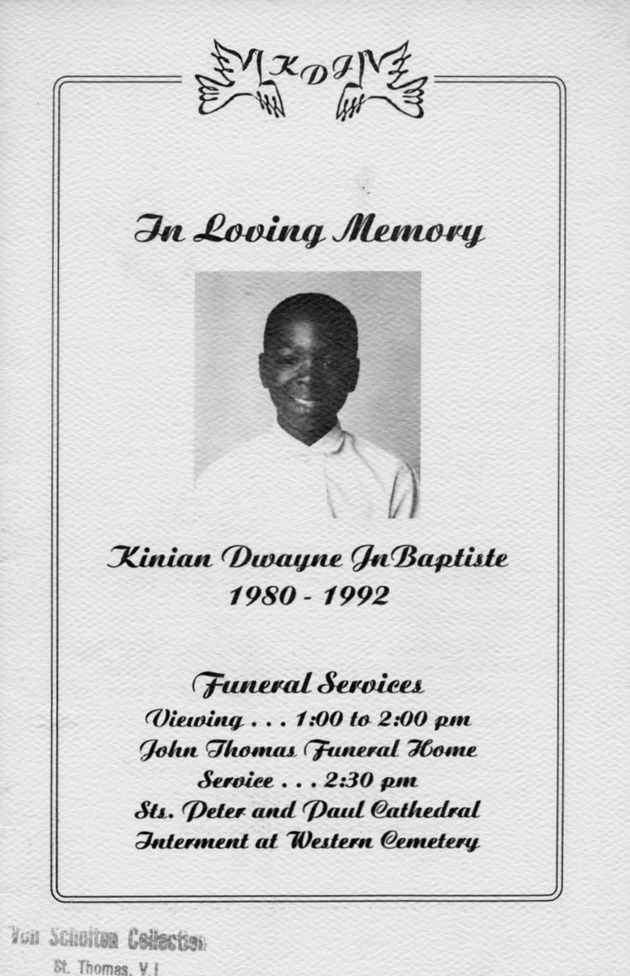 Funeral Booklet for Kinian Dwayne JnBaptiste - Page 1