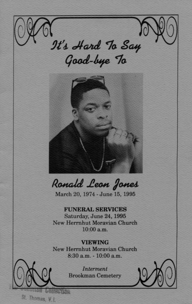 Funeral Booklet for Ronald Leon Jones - Page 1