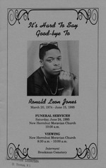 Funeral Booklet for Ronald Leon Jones