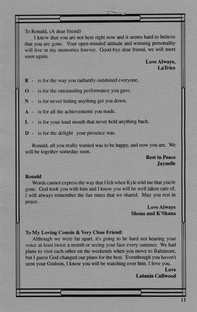 Funeral Booklet for Ronald Leon Jones - Page 6