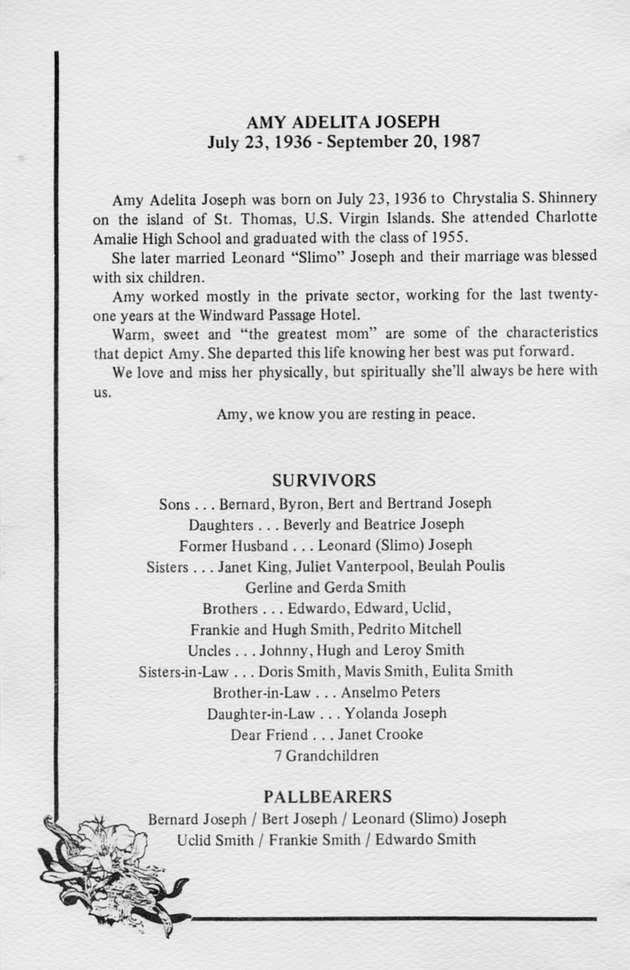 Funeral Booklet for Amy Adelita Joseph - Page 2