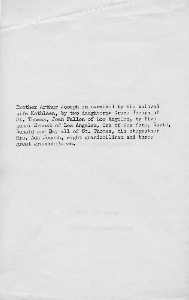 Funeral Booklet for Brother Arthur Joseph - Page 2