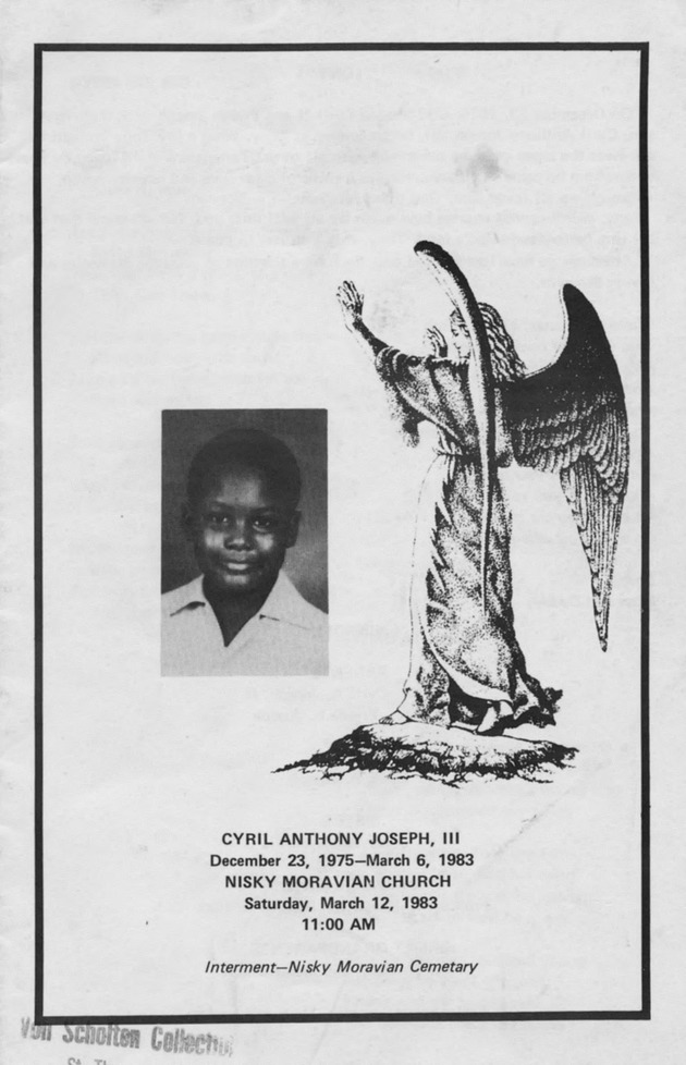 Funeral Booklet for Cyril Anthony Joseph, III - Page 1