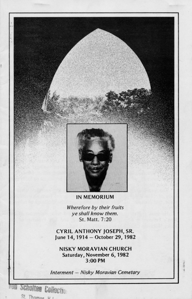 Funeral Booklet for Cyril Anthony. Joseph, Sr. - Page 1