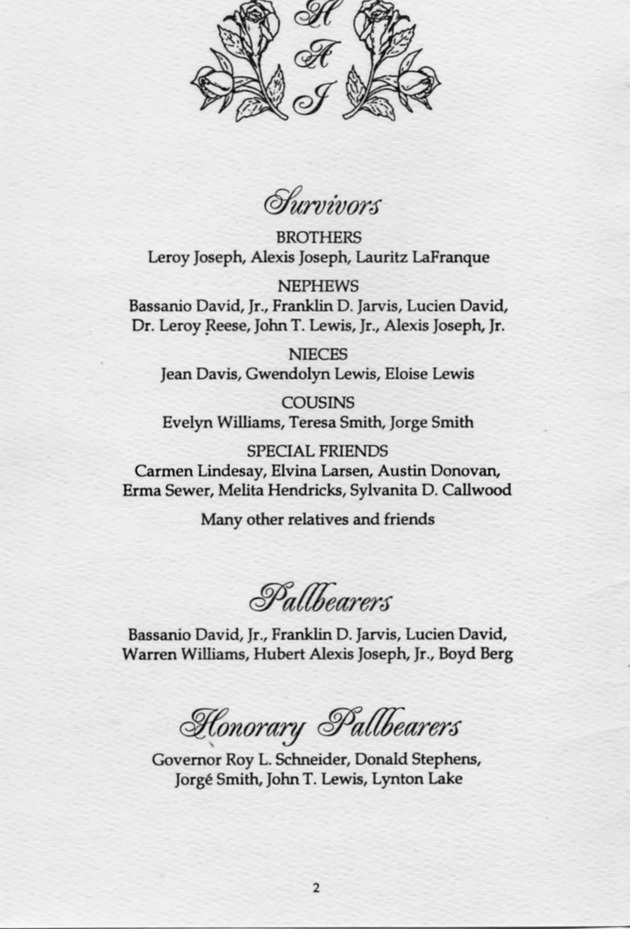 Funeral Booklet for Huldah Annabel Joseph - Page 2