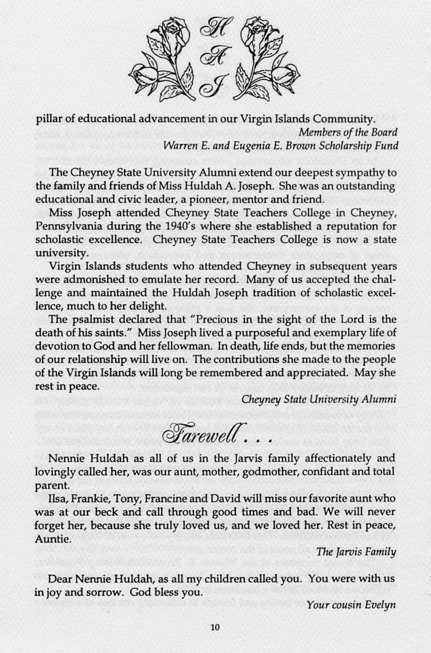 Funeral Booklet for Huldah Annabel Joseph - Page 8