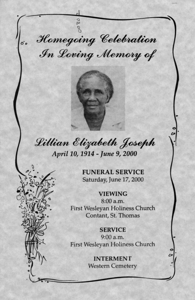 Funeral Booklet for Lillian E. Joseph - Page 1