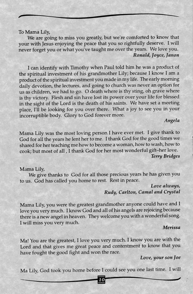 Funeral Booklet for Lillian E. Joseph - Page 7