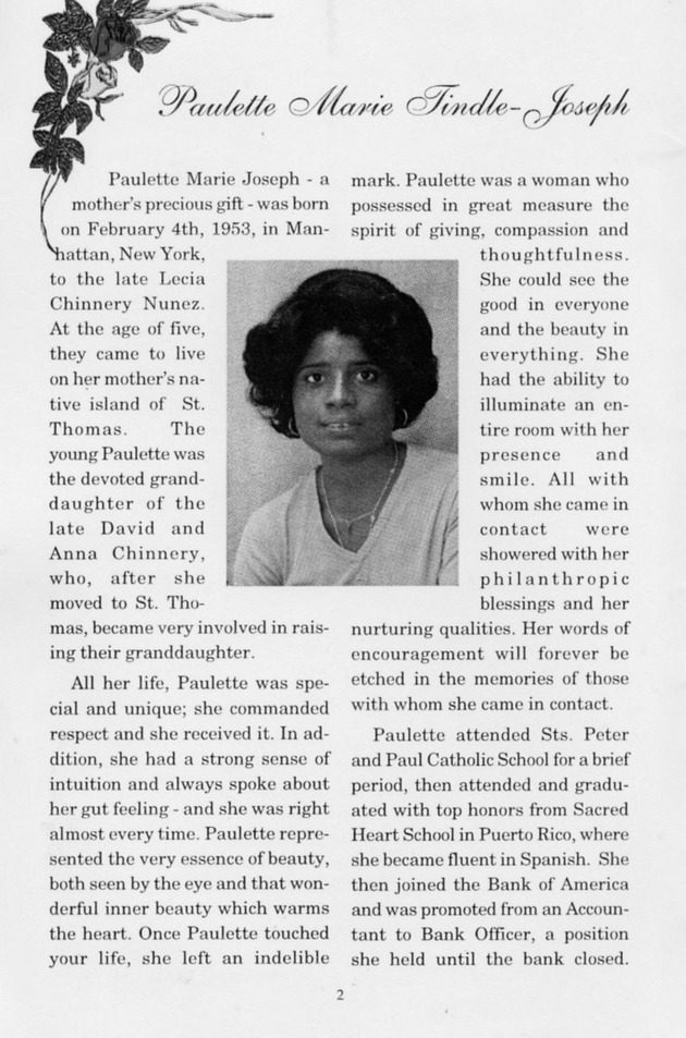 Funeral Booklet for Paulette Marie Joseph - Page 2