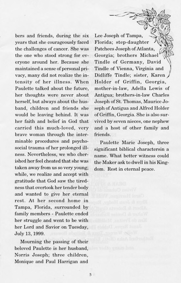 Funeral Booklet for Paulette Marie Joseph - Page 5