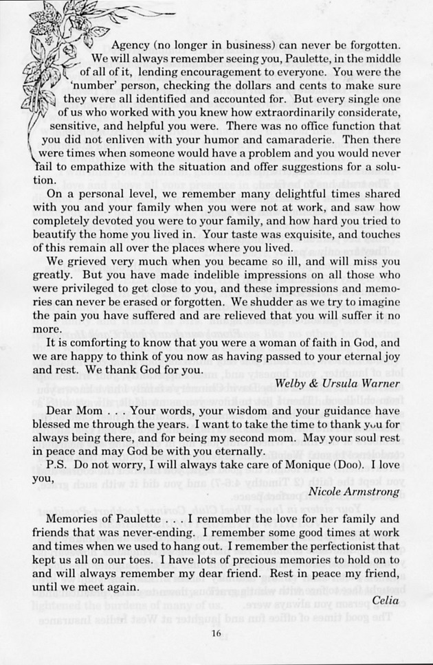 Funeral Booklet for Paulette Marie Joseph - Page 12